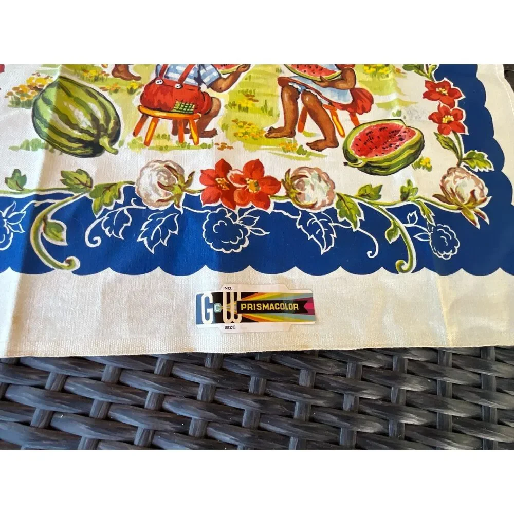 Vintage Black Americana Tea Towel Historical Collectible Cotton Kitchen Linen